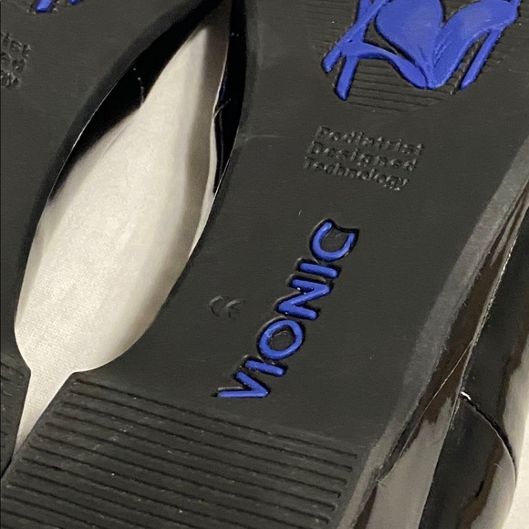 Vionic Ava Orthopedic Ballet Flats black patent leather elastic straps Size 8.5 - Picture 8 of 11